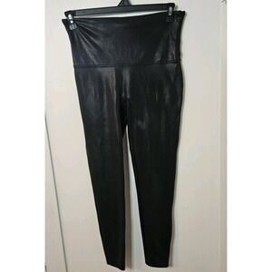 SPANX By Sara Blakely Womens Size 1X‎ Black Faux Leather Ankle Leggings Pants